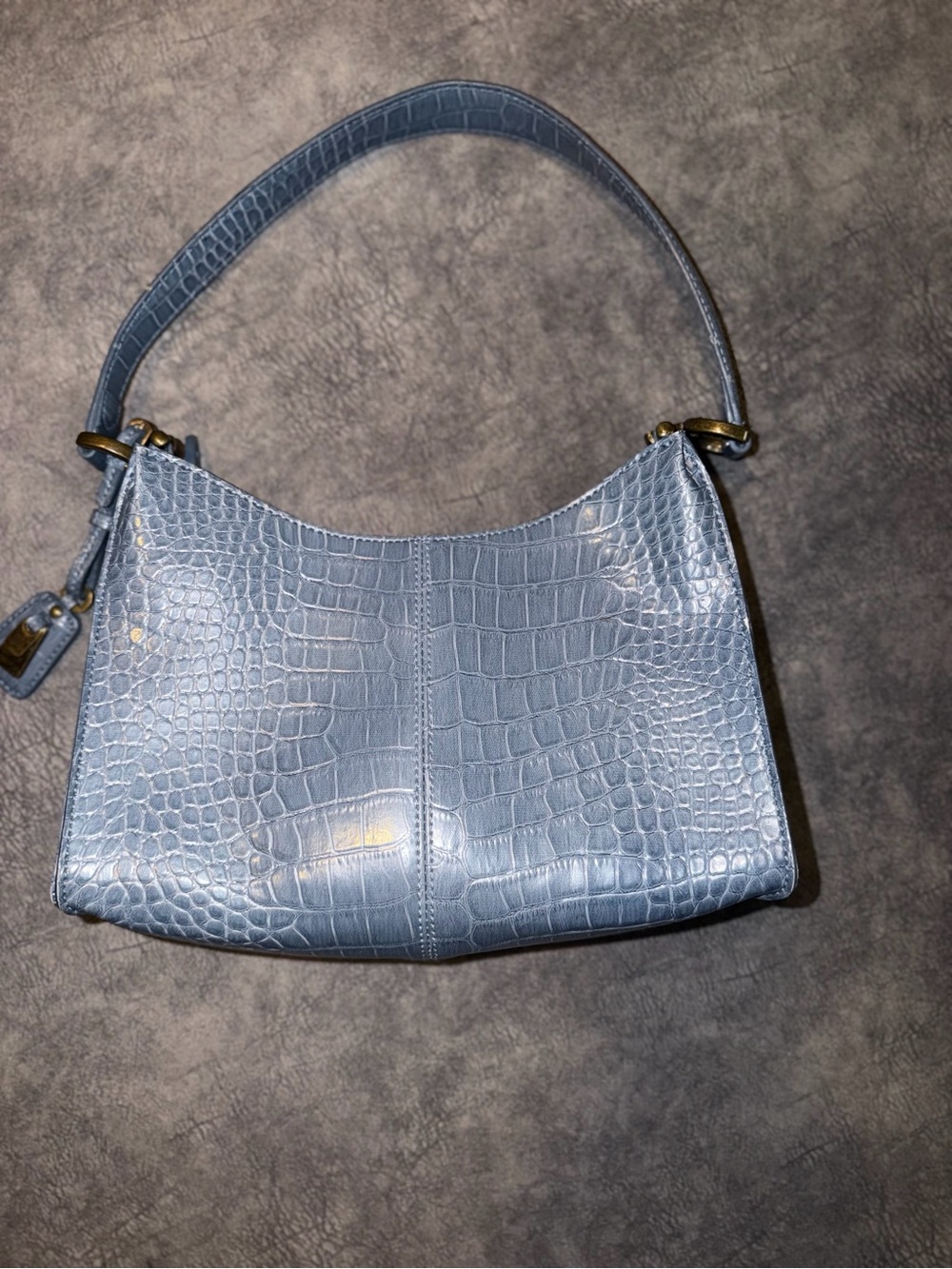 Liz Claiborne Light Blue Croc-Embossed Shoulder Bag - Picture 3 of 11